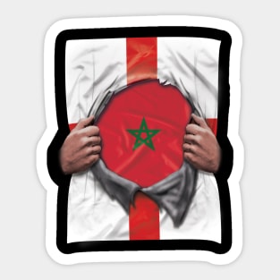 Morocco Flag English Flag Ripped Open - Gift for Moroccan From Morocco Sticker